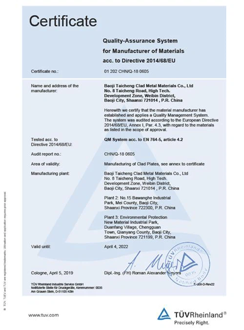 titanium clad stainless steel platein stock 